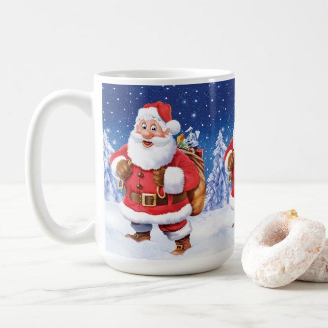Tasse de café faite sur commande de Noël, Santa (Avec donut)