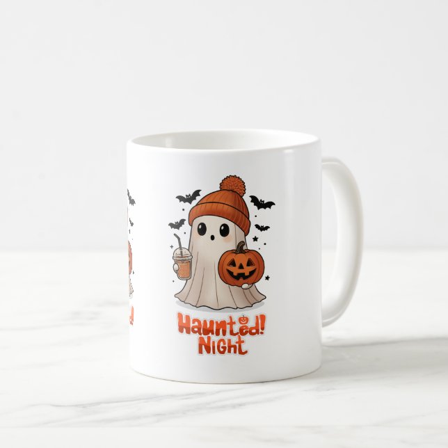 Tasse de café fantôme mignon et cosy pour Hallowee (Devant droit)