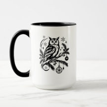 Tasse de café festive chouette de Noël