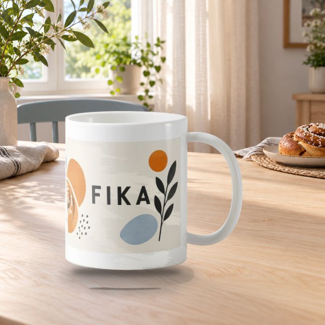 Tasse de café Fika Pause scandinave (Fika Pause Scandinavian Coffee Mug — refined lighting and contact shadows. Digital lifestyle preview.)