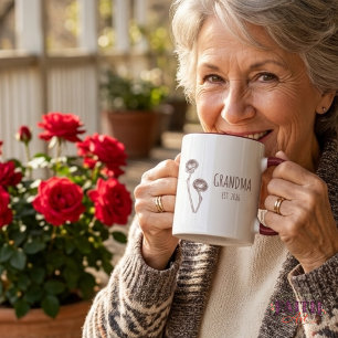 Tasse de café Fleur de Roses Minimaliste pour Gran