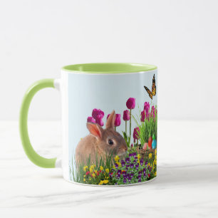 Tasse de café Fleurs de Tulipe Lapin de Pâques
