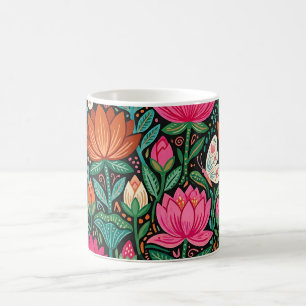 Tasse de café Fleurs Papillons Lotus Abstraits