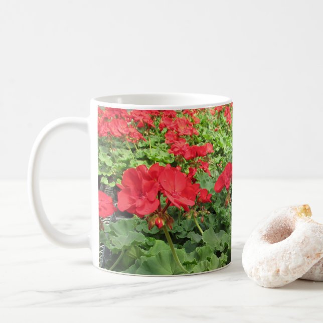 Tasse de café Fleurs Rouges (Avec donut)