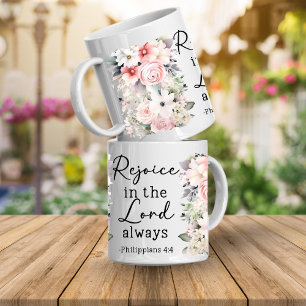 Tasse de café florale avec verset biblique chrétie