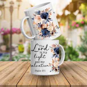 Tasse de café florale avec verset biblique Psaumes