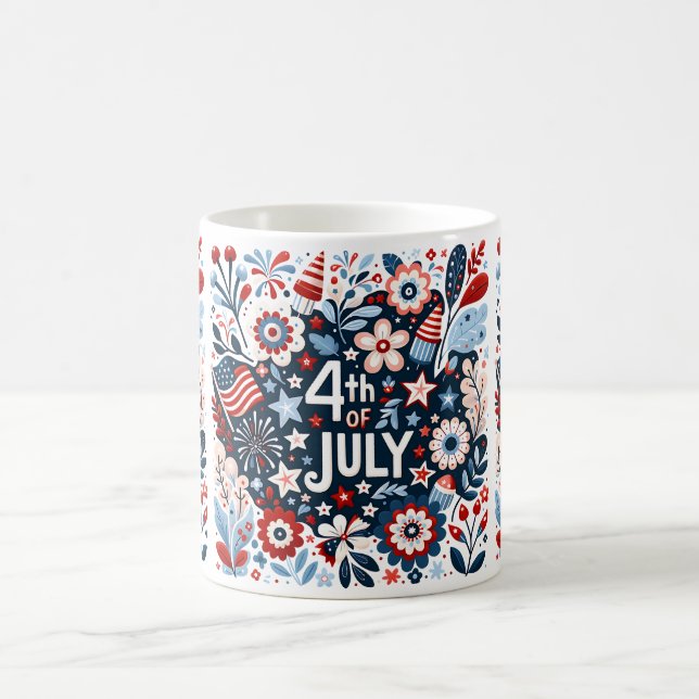 Tasse de café florale du 4 juillet (Centre)