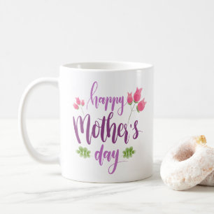 Tasse de café florale heureuse simple du jour de