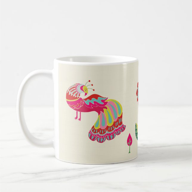 Tasse de café folklorique psychédélique de faisan (Gauche)