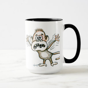 Tasse de café frénétique de singe