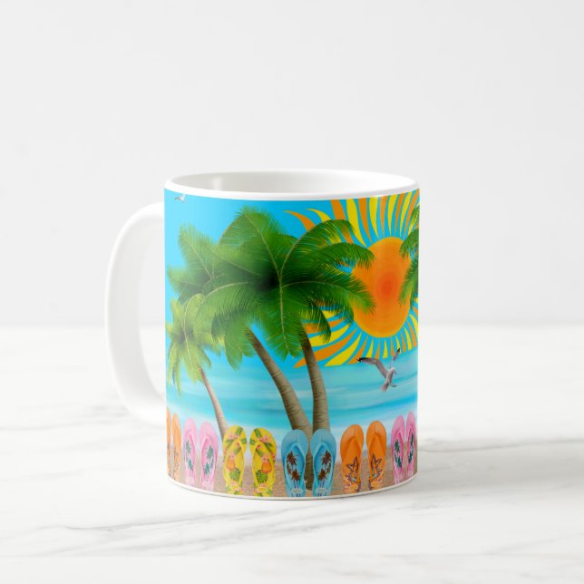 Tasse de café Fun Plage d'été (Devant gauche)