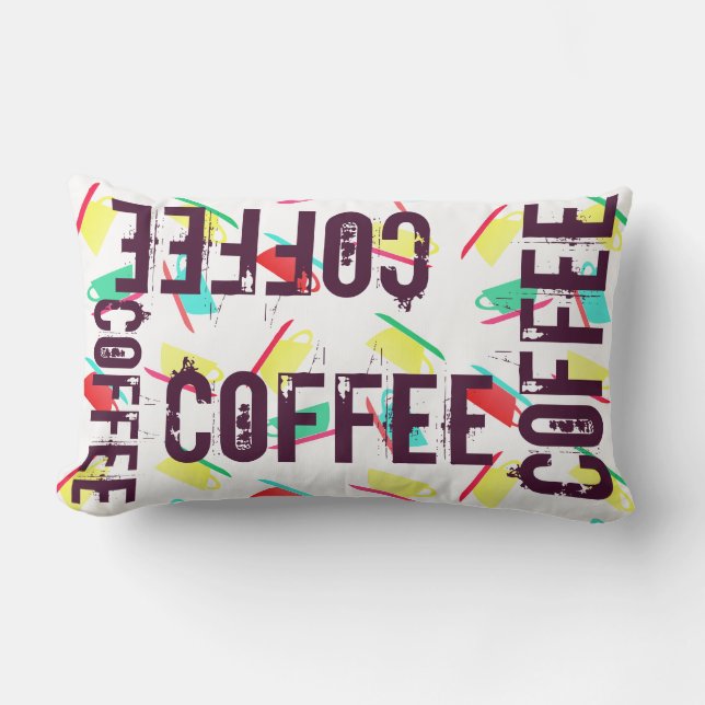 Tasse de café funky motif coussin jeté oreiller (Recto)