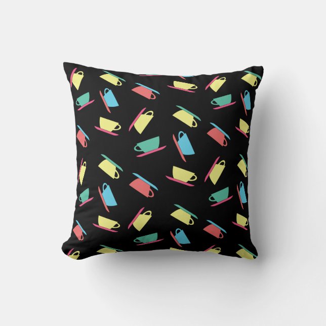 Tasse de café funky motif coussin jeté oreiller (Recto)