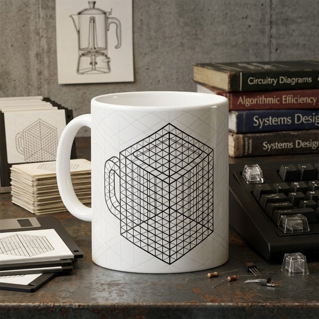 Tasse de café géométrique Art de grille isométriqu (Créateur téléchargé)