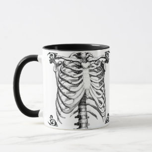 Tasse de café gothique squelettique de cage