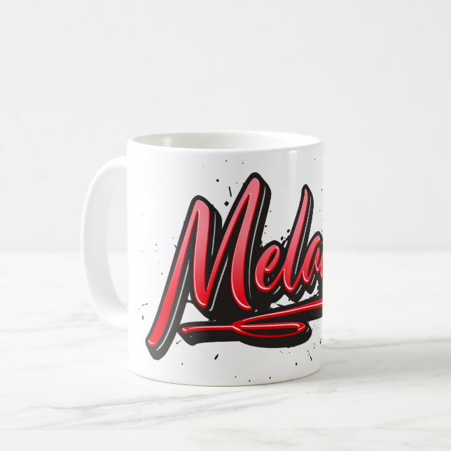 Tasse de café graffiti cœur rouge Mélanie (Devant gauche)