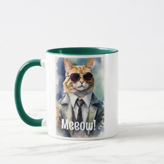 Tasse de café graphique de chat drôle cool (Gauche)