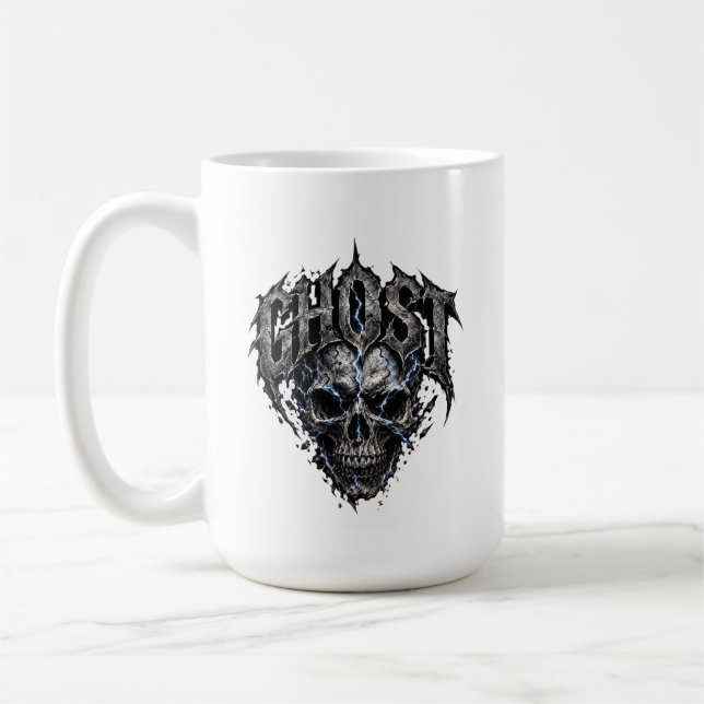 Tasse de café graphique gothique Crâne Fantôme (Gauche)