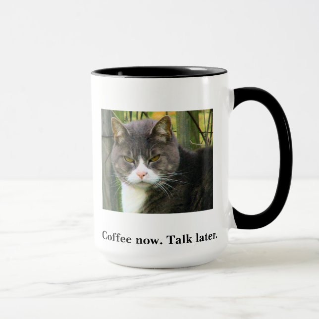 Tasse de café grincheuse DRÔLE de chat. Tasse de (Droite)