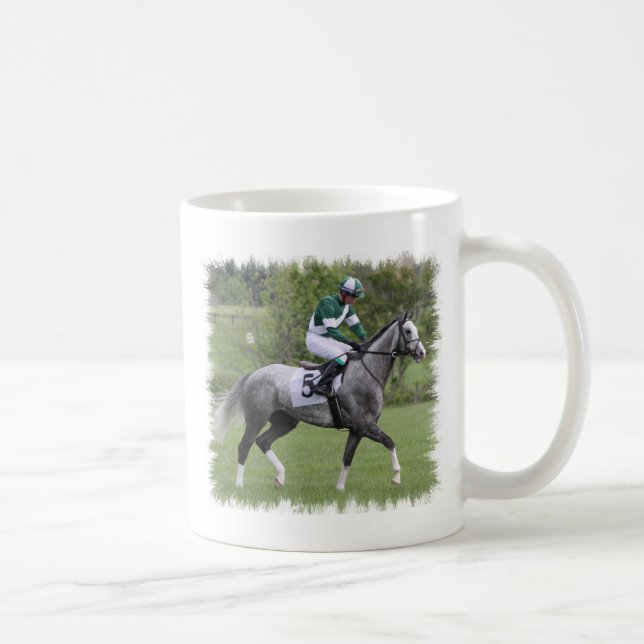 Tasse de café grise tachetée de cheval de course (Droite)
