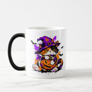 Tasse de café Halloween Chat Sorcière