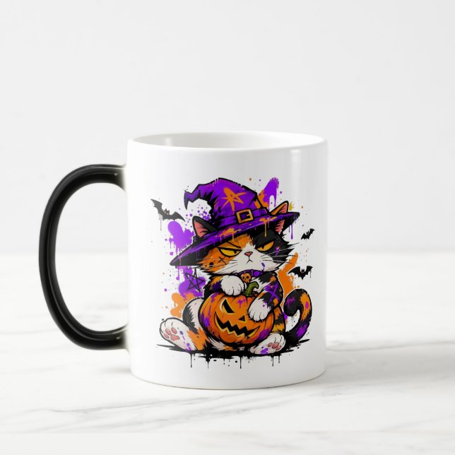 Tasse de café Halloween Chat Sorcière (Gauche)