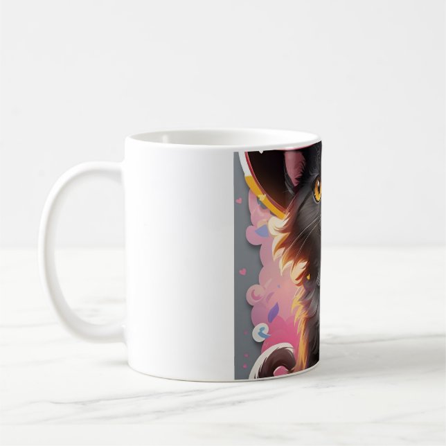 Tasse de café Halloween Chat Sorcière Rose (Gauche)