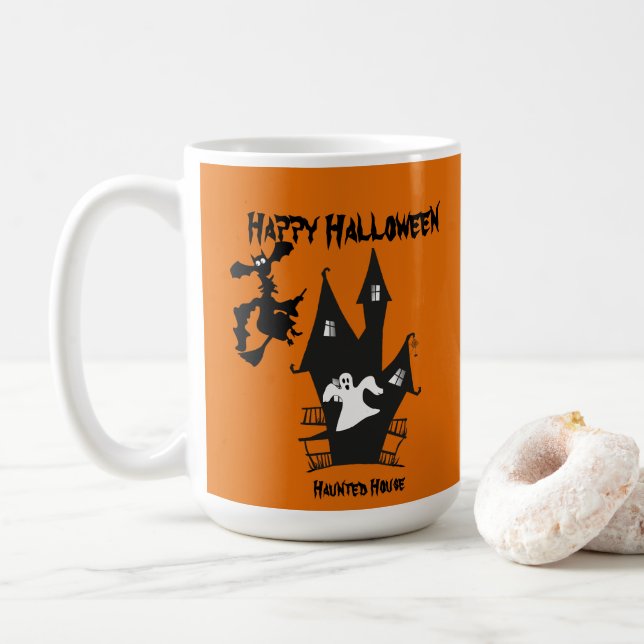 Tasse de café Halloween Maison Hantée Épouvantable (Avec donut)