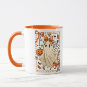 Tasse de café Halloween orange mignonne et effraya
