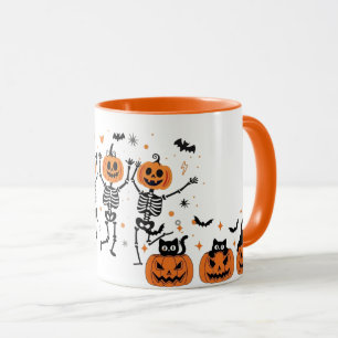 Tasse de café Halloween orange mignonne et effraya