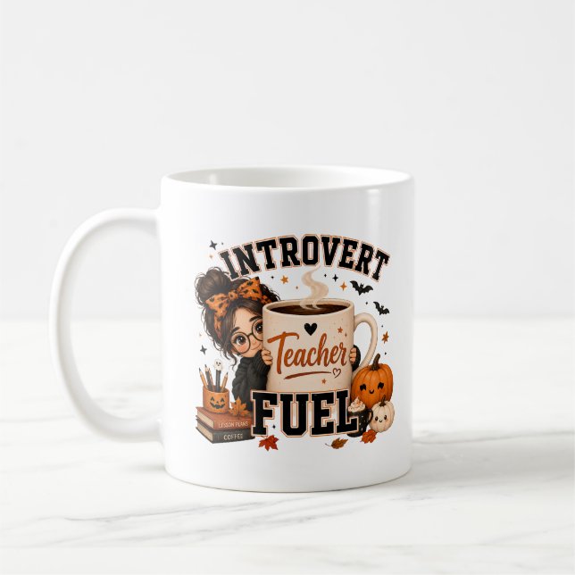 Tasse de café Halloween pour enseignant introverti (Gauche)