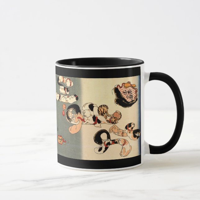 Tasse de café japonaise d'art de chat (Droite)