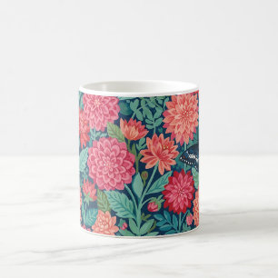 Tasse de café Jardin Papillons Dahlias Abstraits
