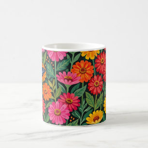 Tasse de café Jardin Papillons Zinnias Abstraits
