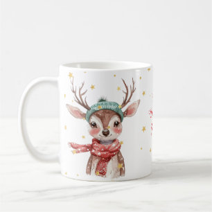 Tasse de café Joyeux Noël Renne Rouge Floral
