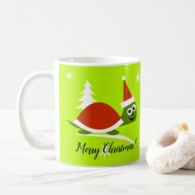 Tasse de café Joyeux Noël Santa Tortue (Avec donut)