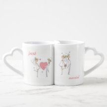 tasse de café juste des amants mariés mignons