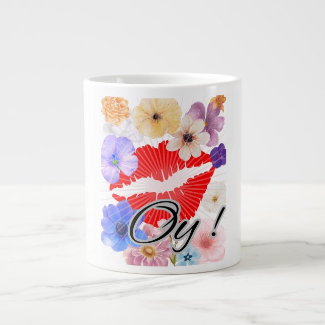 tasse de café : lèvres et fleurs (Devant)