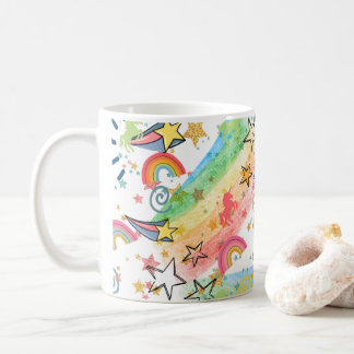 tasse de café licornes et arcs-en-ciel