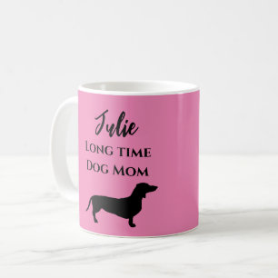 Tasse de café Maman de chien teckel rose drôle
