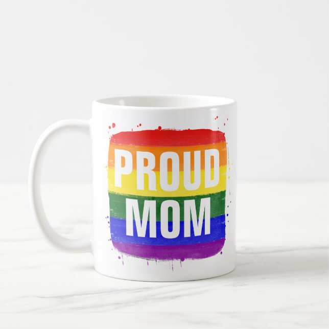 Tasse de café Maman fière du drapeau LGBTQ (Gauche)