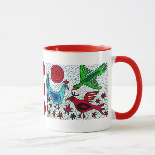 Tasse de café maya d'oiseaux