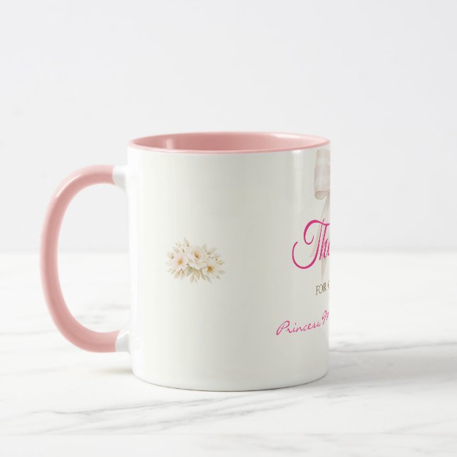 Tasse de café Merci Ruban de Princesse Rose Blush (Gauche)