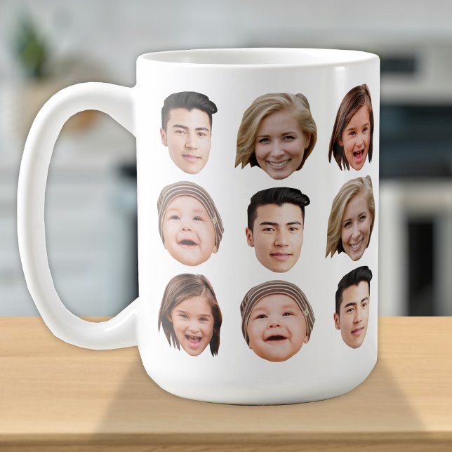 Tasse de café mignonne avec 4 photos de famille pe (Créateur téléchargé)