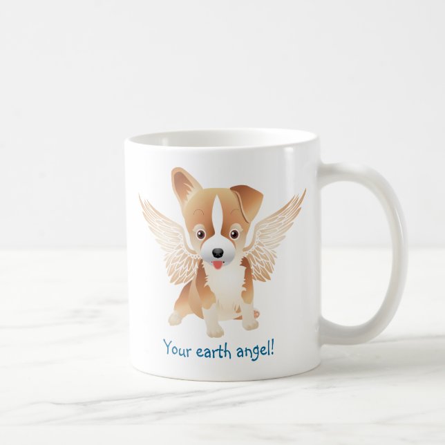 Tasse de café mignonne de chien avec des ailes (Droite)