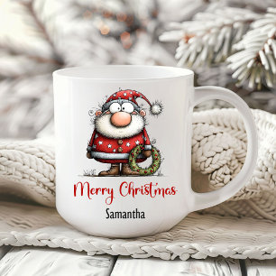 Tasse de café minimaliste Père Noël fantaisiste dr
