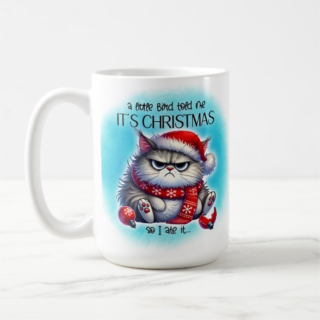 Tasse de café Noël Kitty Grincheux Drôle | Mug (Gauche)