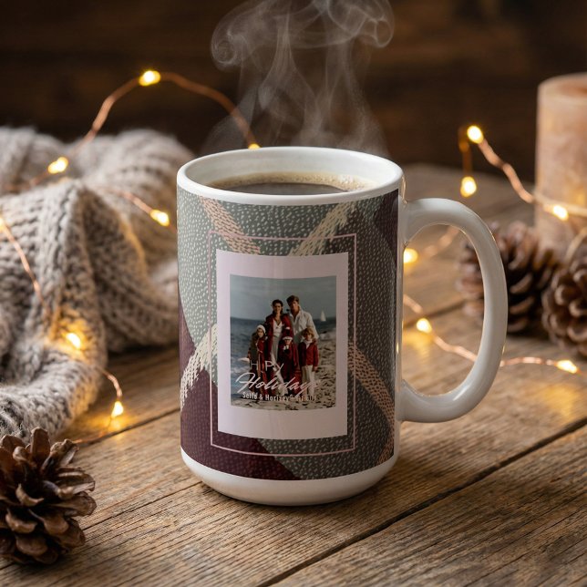 Tasse de café Noël plaid rustique moderne photo (Créateur téléchargé)