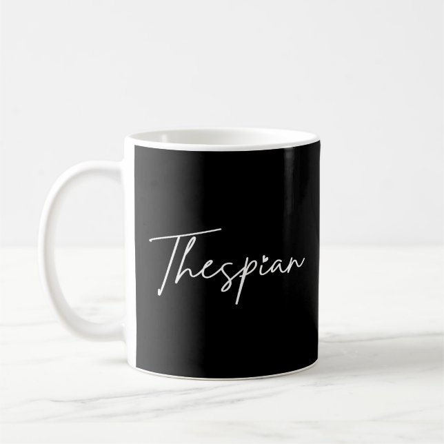 Tasse de café noir et blanc Thespian Typo (Gauche)