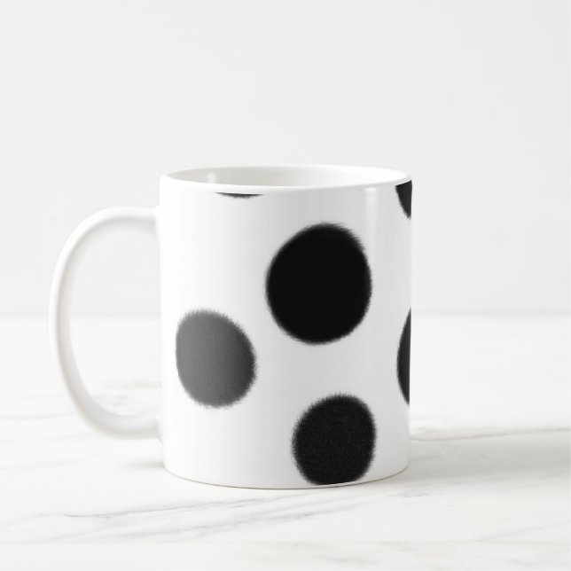 tasse de café noire et blanche de point de polka (Gauche)